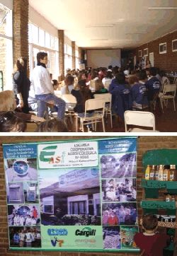 Arriba: Socios de Cooperativas Escolares, trabajando en conjunto, <br>momento en que se anuncio, la voluntad de constituir <br>la